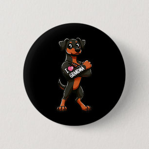 Doberman Pinscher I Love Grandma Funny Dog Tattoo  6 Cm Round Badge