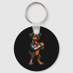 Doberman Pinscher I Love Mum Funny Dog Tattoo  Key Ring