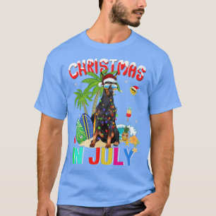 Doberman Pinscher in Santa Hat Sunglasses Christma T-Shirt