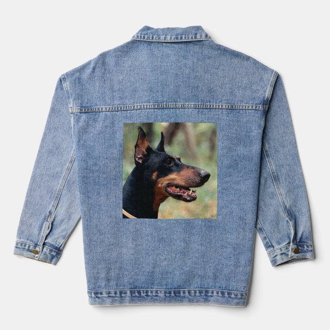 Doberman Pinscher in the Woods Denim Jacket (Back)