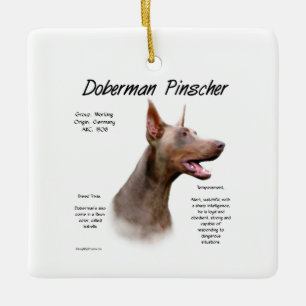 Doberman Pinscher (Isabella) History Design Ceramic Ornament