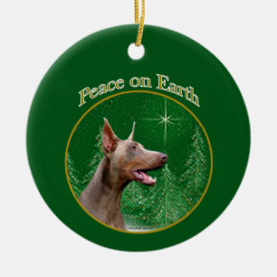 Doberman Pinscher (isabella) Peace Ceramic Tree Decoration