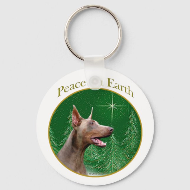 Doberman Pinscher (isabella) Peace Key Ring (Front)