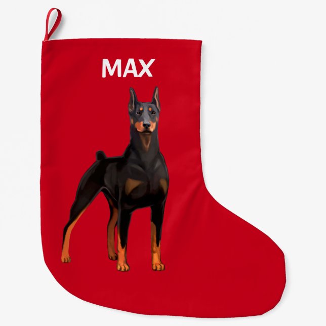 Doberman Pinscher Large Christmas Stocking (Front)