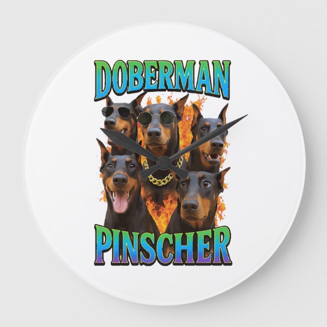 Doberman Pinscher  Large Clock (Front)