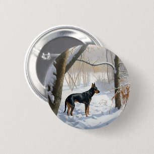 Doberman Pinscher Let It Snow Christmas 6 Cm Round Badge