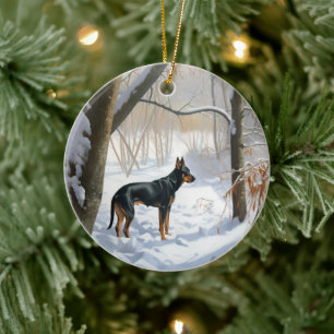 Doberman Pinscher Let It Snow Christmas Ceramic Tree Decoration