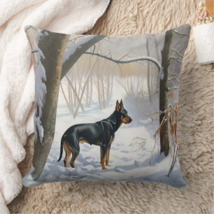 Doberman Pinscher Let It Snow Christmas Cushion