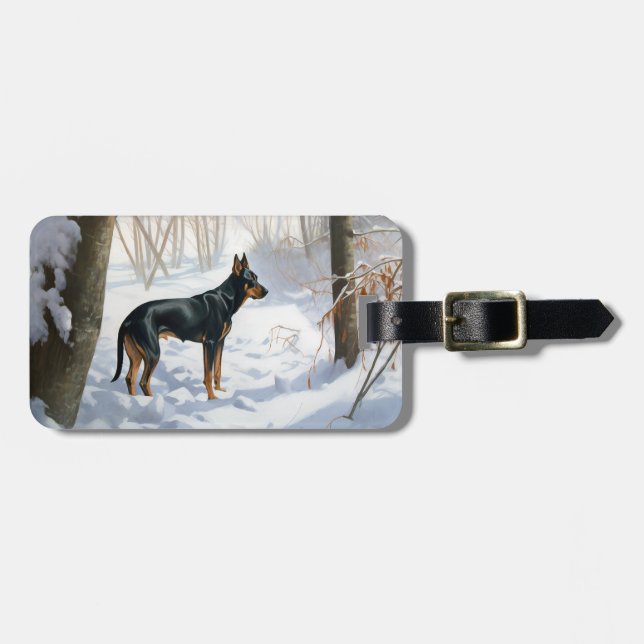Doberman Pinscher Let It Snow Christmas Luggage Tag (Front Horizontal)