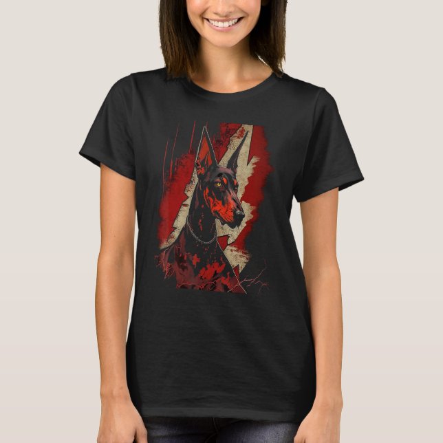 Doberman Pinscher Lightning Thunder Post Apocalypt T-Shirt (Front)