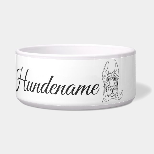 Doberman Pinscher Line Art personalized bowl (Front)