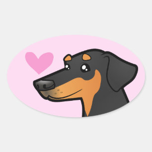 Doberman Pinscher Love (floppy ears) Oval Sticker