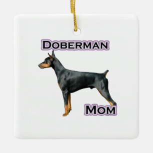 Doberman Pinscher Mom 4 - Keychain Ceramic Ornament