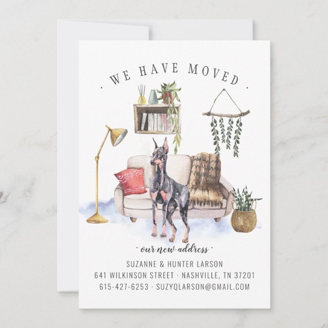 Doberman Pinscher Moving Announcement (Front)