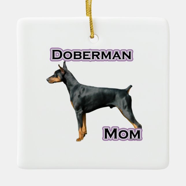 Doberman Pinscher Mum 4 - Keychain Ceramic Ornament (Front)