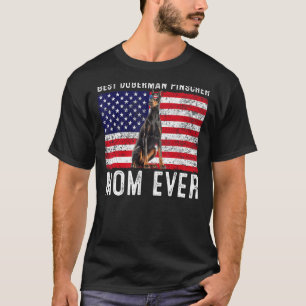 Doberman Pinscher Mum Usa American Flag Dog  Owner T-Shirt