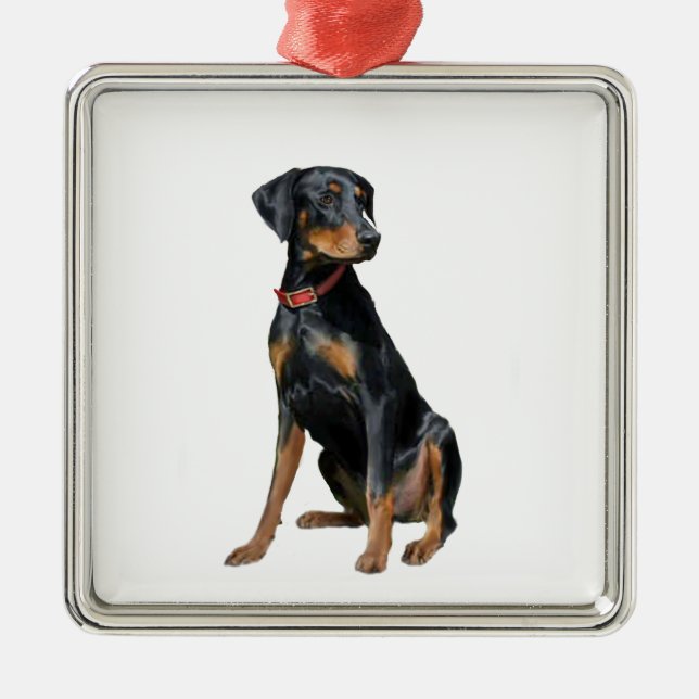 Doberman Pinscher (natural) Metal Tree Decoration (Front)