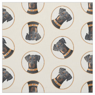 Doberman Pinscher Painting Dobie Uncropped Dog Art Fabric