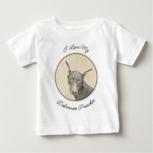 Doberman Pinscher Painting - Original Dog Art Baby T-Shirt