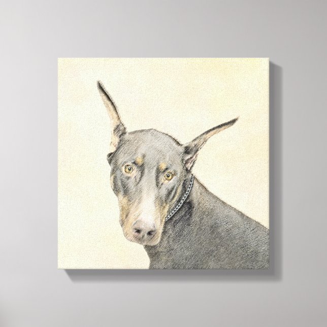 Doberman Pinscher Painting - Original Dog Art Canvas Print (Front)