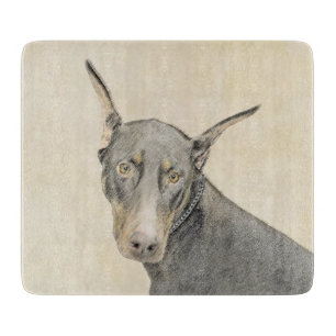 Doberman Pinscher Painting - Original Dog Art Cutting Board
