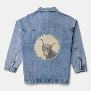 Doberman Pinscher Painting - Original Dog Art Denim Jacket