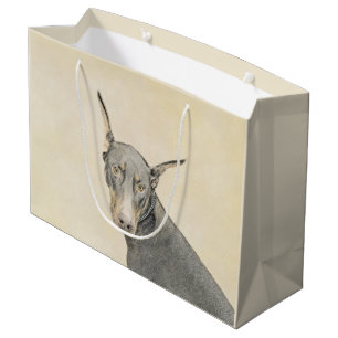 Doberman Pinscher Painting - Original Dog Art Large Gift Bag