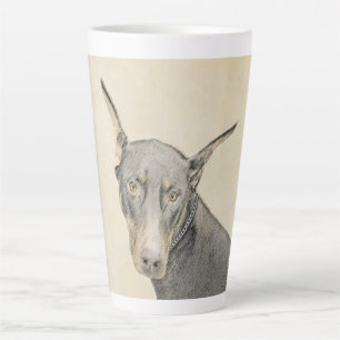 Doberman Pinscher Painting - Original Dog Art Latte Mug