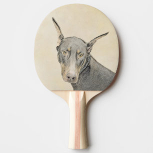 Doberman Pinscher Painting - Original Dog Art Ping Pong Paddle