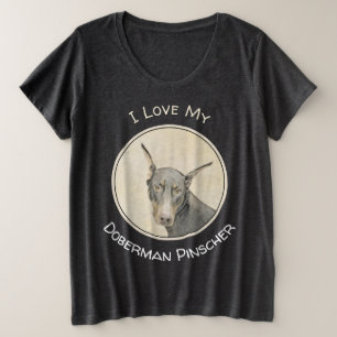 Doberman Pinscher Painting - Original Dog Art Plus Size T-Shirt