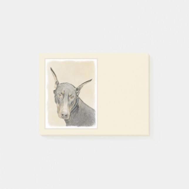 Doberman Pinscher Painting - Original Dog Art Post-it Notes (Front)