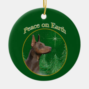 Doberman Pinscher Peace Ceramic Tree Decoration