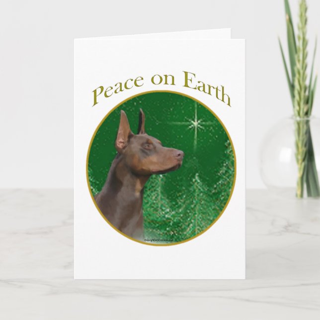 Doberman Pinscher Peace Holiday Card (Front)
