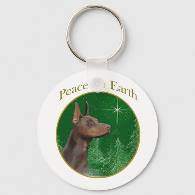 Doberman Pinscher Peace Key Ring (Front)