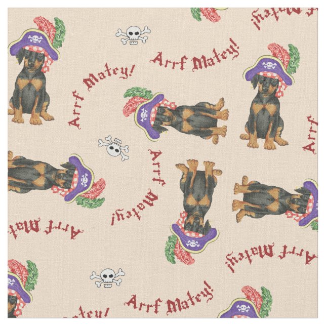 Doberman Pinscher Pirate Fabric (Close Up)
