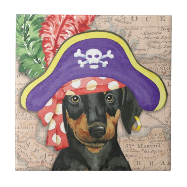 Doberman Pinscher Pirate Tile (Front)