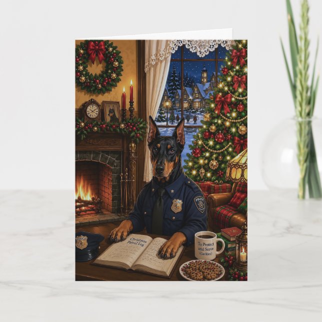 Doberman Pinscher Police Holiday Card (Front)