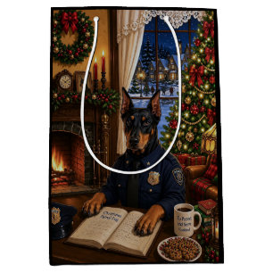 Doberman Pinscher Police Holiday Medium Gift Bag