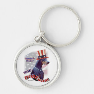 Doberman Pinscher Political Humour Key Ring