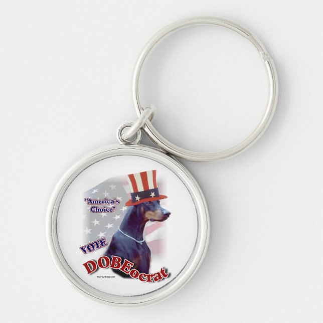 Doberman Pinscher Political Humour Key Ring (Front)