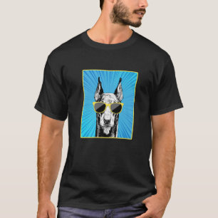 Doberman Pinscher Portrait Pop Art Dog With Sungla T-Shirt