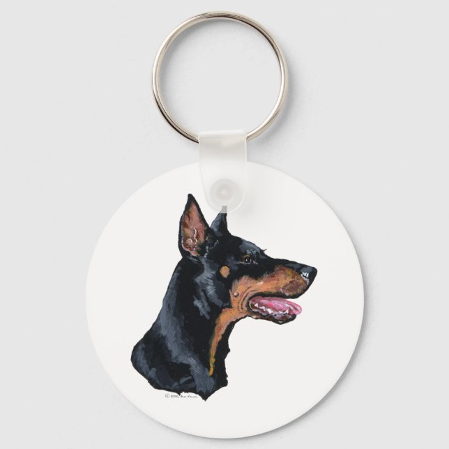 Doberman Pinscher Profile Key Ring (Front)