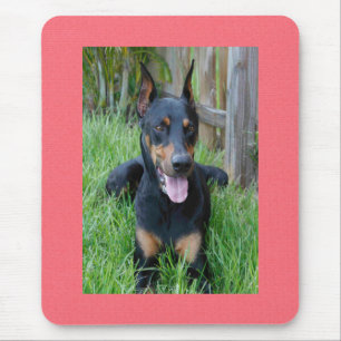 Doberman Pinscher Puppy Dog Pink Mousepad