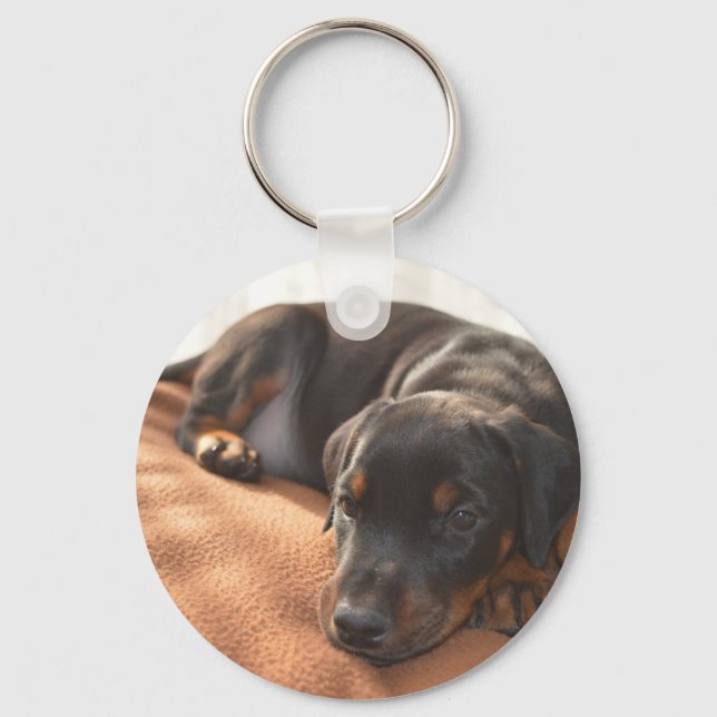 doberman-pinscher-puppy key ring (Front)