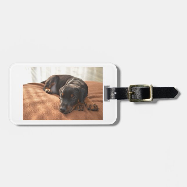 doberman-pinscher-puppy luggage tag (Front Horizontal)