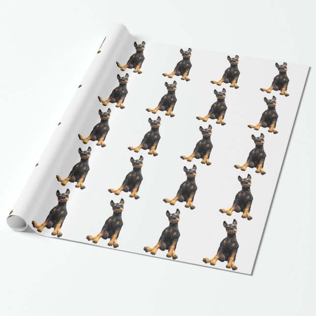Doberman Pinscher Puppy Sitting Wrapping Paper (Unrolled)