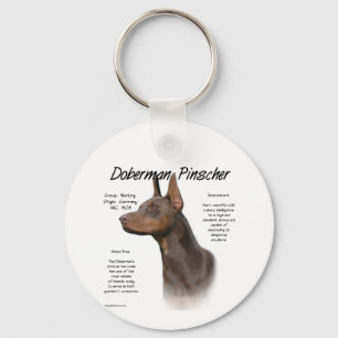 Doberman Pinscher (red) History Design Key Ring