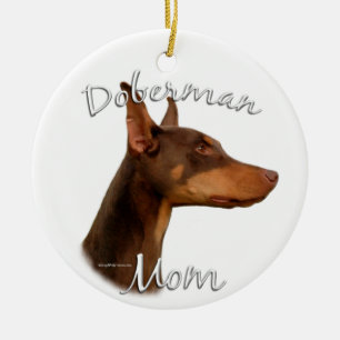 Doberman Pinscher (red) Mom 2 Ceramic Tree Decoration