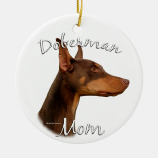 Doberman Pinscher (red) Mum 2 Ceramic Tree Decoration