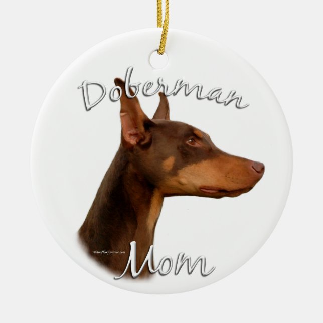 Doberman Pinscher (red) Mum 2 Ceramic Tree Decoration (Front)